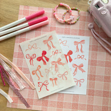 Load image into Gallery viewer, WATERCOLOR BOWS Transparent or White Sticker Sheet