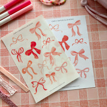 Load image into Gallery viewer, WATERCOLOR BOWS Transparent or White Sticker Sheet