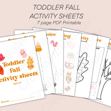 Load image into Gallery viewer, DIGITAL Toddler Fall Activity Sheets