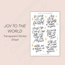 Load image into Gallery viewer, JOY TO THE WORLD Transparent Sticker Sheet
