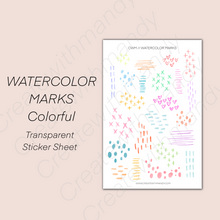 Load image into Gallery viewer, WATERCOLOR MARKS Transparent Sticker Sheets