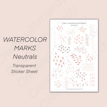 Load image into Gallery viewer, WATERCOLOR MARKS Transparent Sticker Sheets