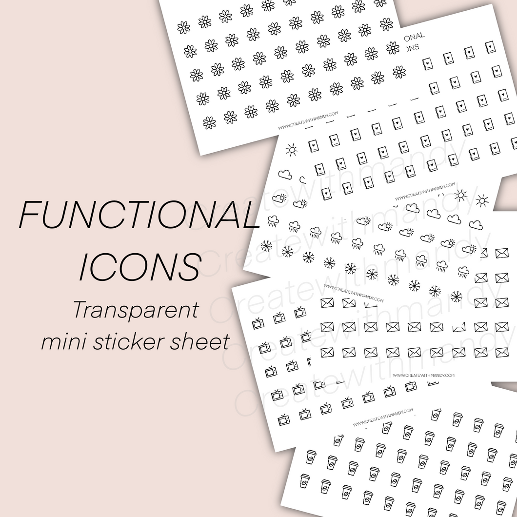 FUNCTIONAL ICONS Transparent Mini Sticker Sheets