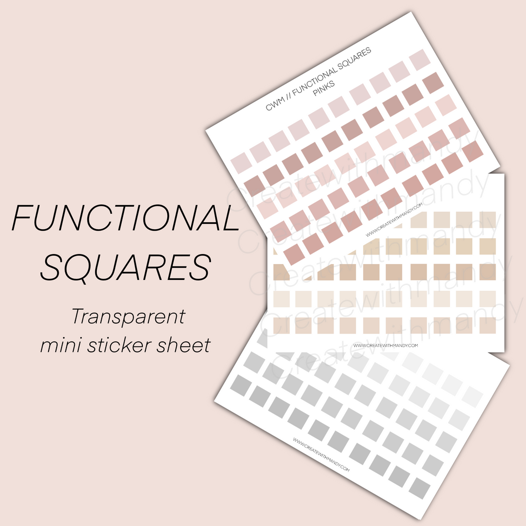 FUNCTIONAL SQUARES Transparent Mini Sticker Sheets