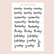 Load image into Gallery viewer, DAYS Of The WEEK Sticker Sheet