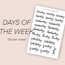 Load image into Gallery viewer, DAYS Of The WEEK Sticker Sheet