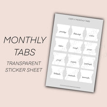 Load image into Gallery viewer, MONTHLY TABS Transparent Sticker Sheet