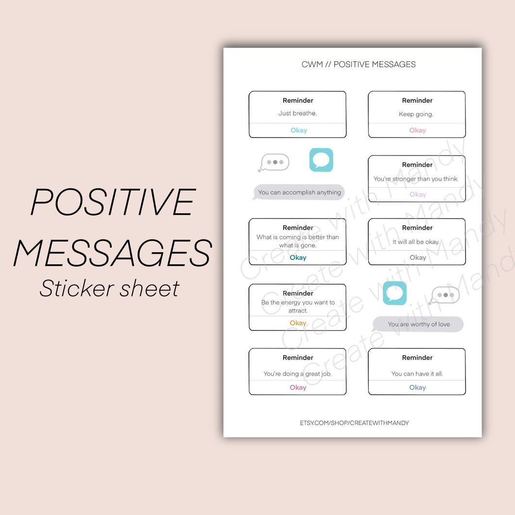 POSITIVE MESSAGES Sticker Sheet