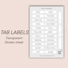 Load image into Gallery viewer, TAB LABELS Transparent Sticker Sheet