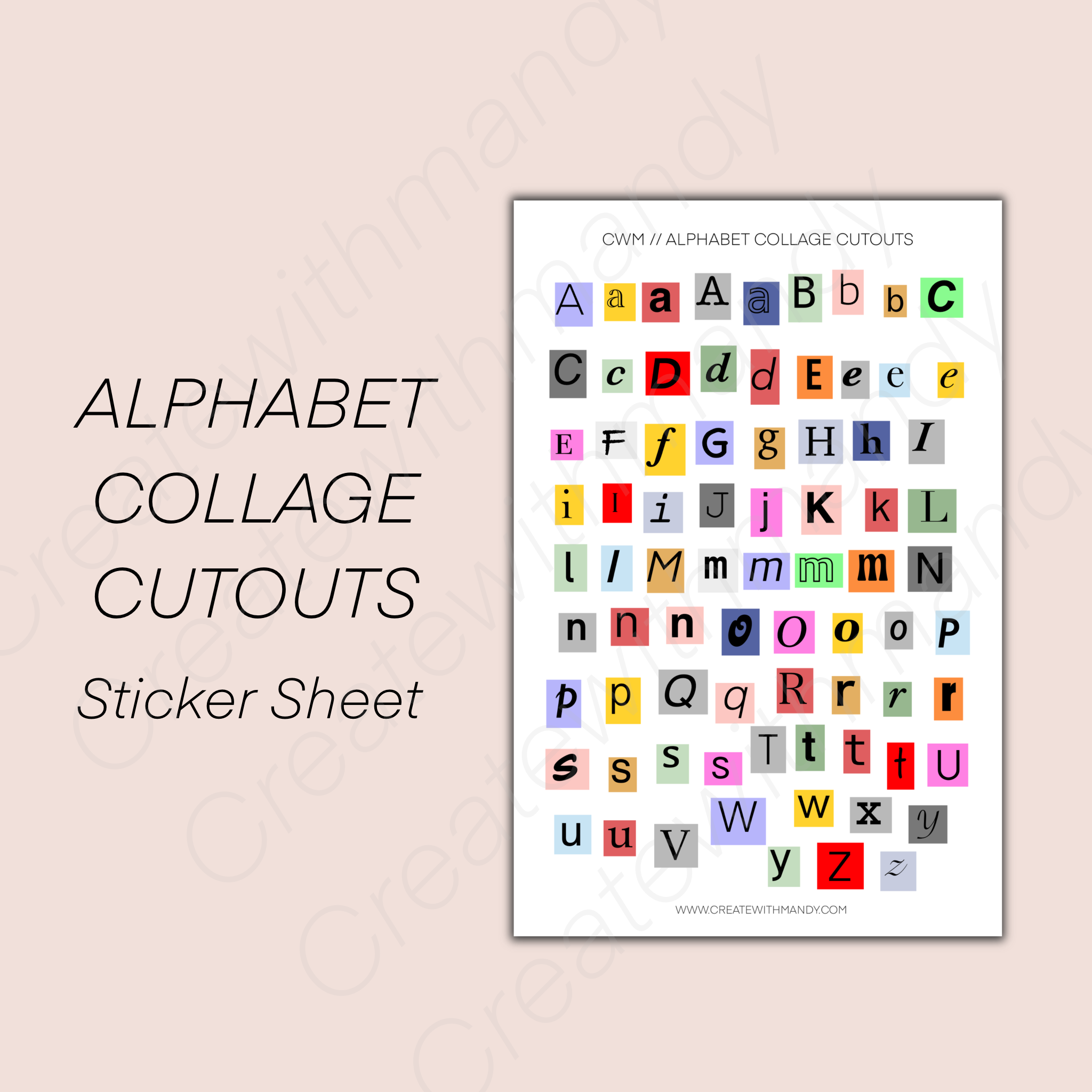 Sticker ABC collage 