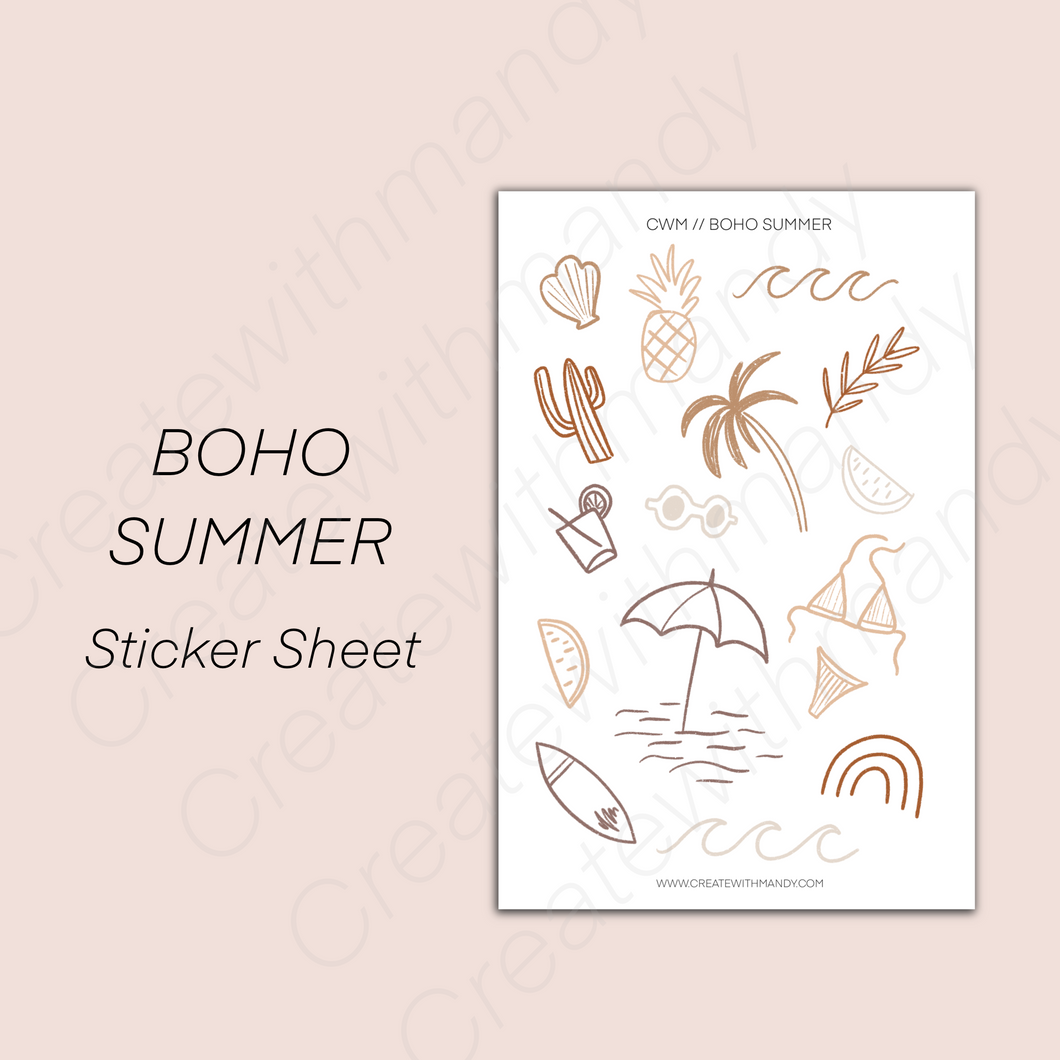 BOHO SUMMER Sticker Sheet