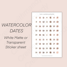 Load image into Gallery viewer, WATERCOLOR DATES Sticker Sheet