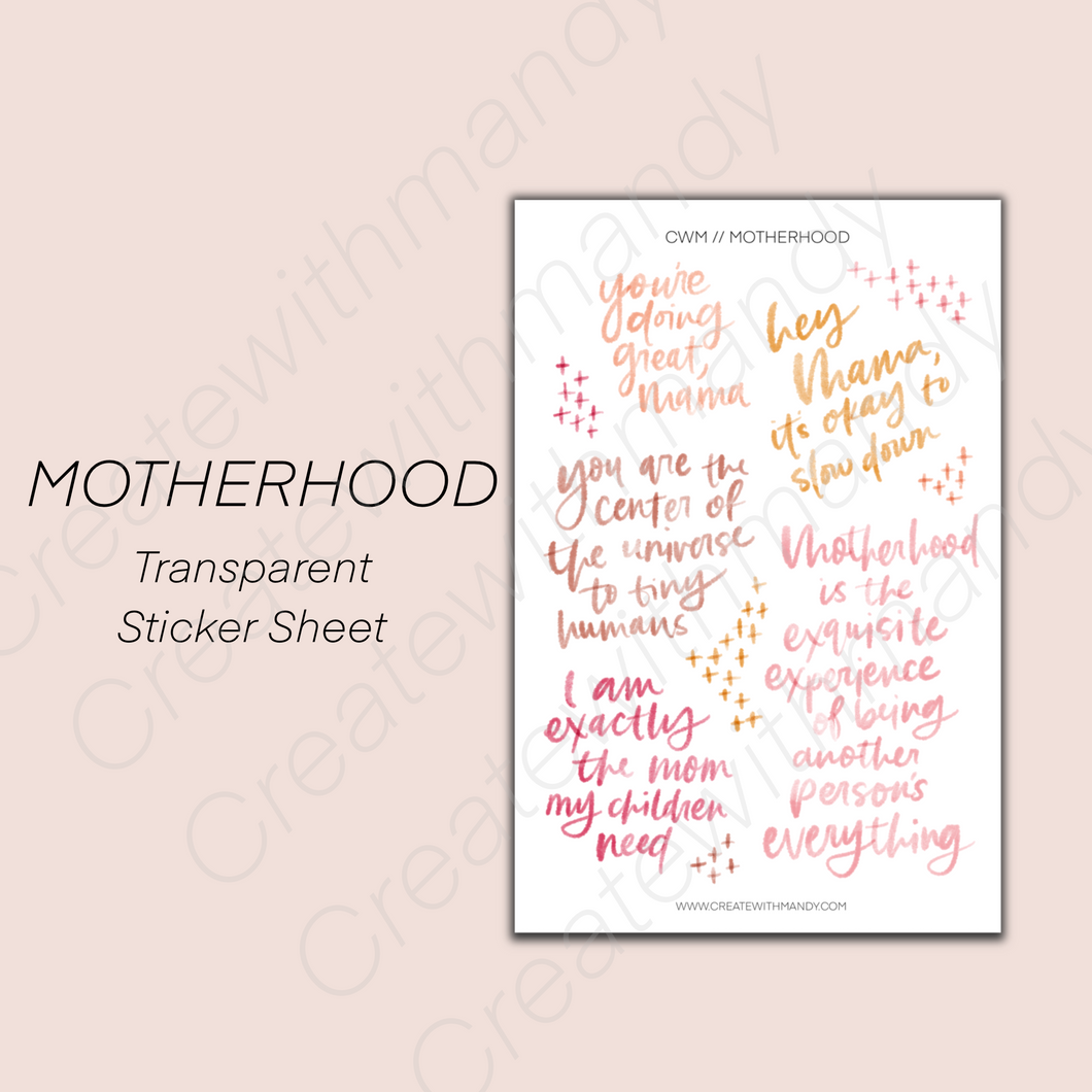 MOTHERHOOD Transparent Sticker Sheet