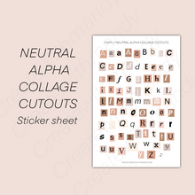 Load image into Gallery viewer, NEUTRAL ALPHA COLLAGE CUTOUTS Sticker Sheet