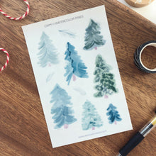 Load image into Gallery viewer, WATERCOLOR PINES Sticker Sheet