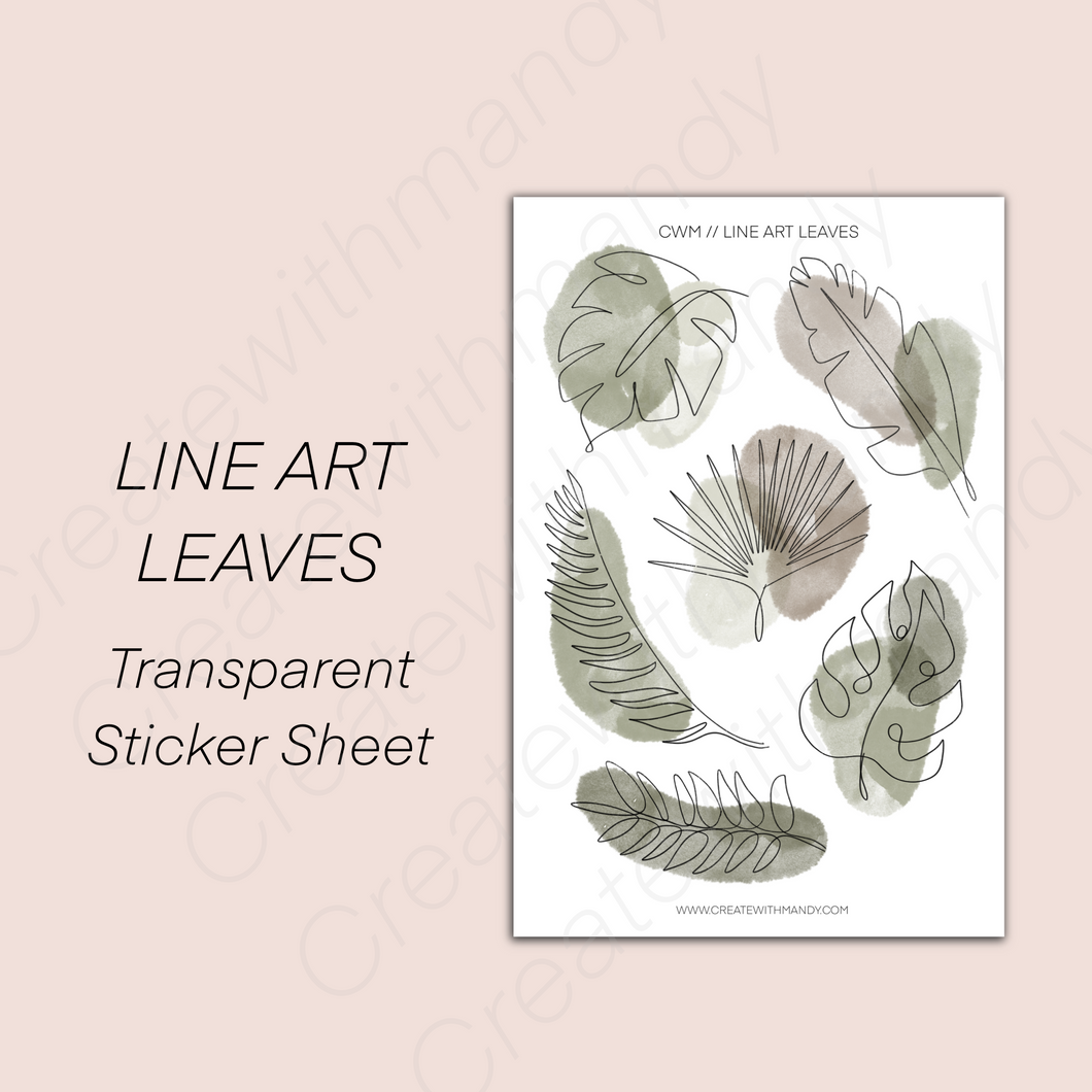 LINE ART LEAVES Sticker Sheet