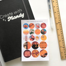 Load image into Gallery viewer, ORANGE COLLAGE CIRCLES Sticker Sheet