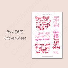 Load image into Gallery viewer, IN LOVE Sticker Sheet