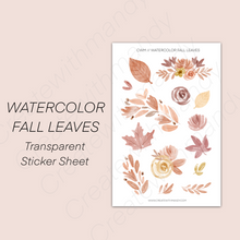 Load image into Gallery viewer, WATERCOLOR FALL LEAVES Sticker Sheet