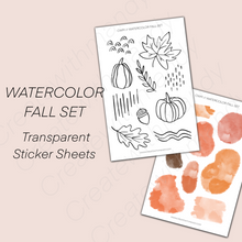 Load image into Gallery viewer, WATERCOLOR FALL SET Transparent Sticker Sheets