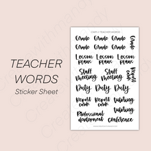 Load image into Gallery viewer, TEACHER WORDS Sticker Sheet