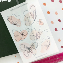 Load image into Gallery viewer, LINE ART BUTTERFLIES Transparent Sticker sheet