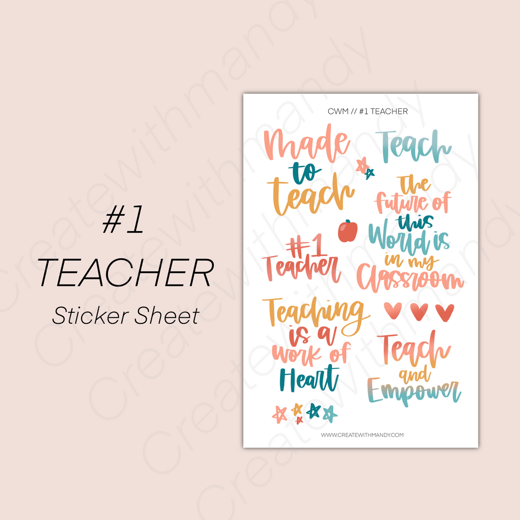 #1 TEACHER Sticker Sheet