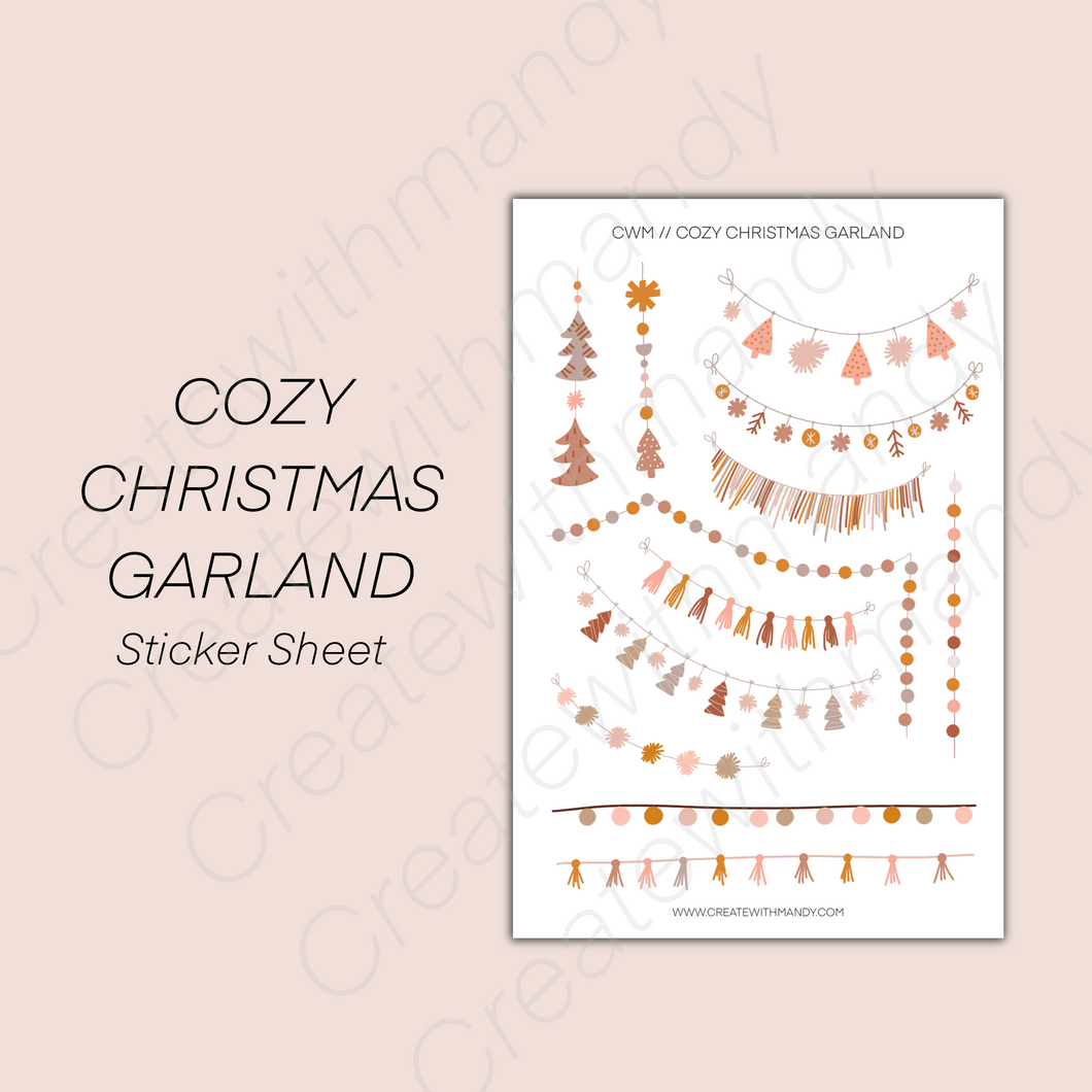 COZY CHRISTMAS GARLAND Sticker Sheet