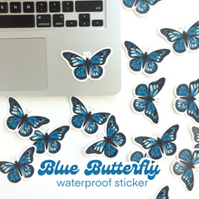 Load image into Gallery viewer, BLUE BUTTERFLY Waterproof Die Cut Sticker

