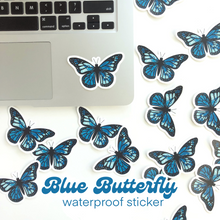 Load image into Gallery viewer, BLUE BUTTERFLY Waterproof Die Cut Sticker
