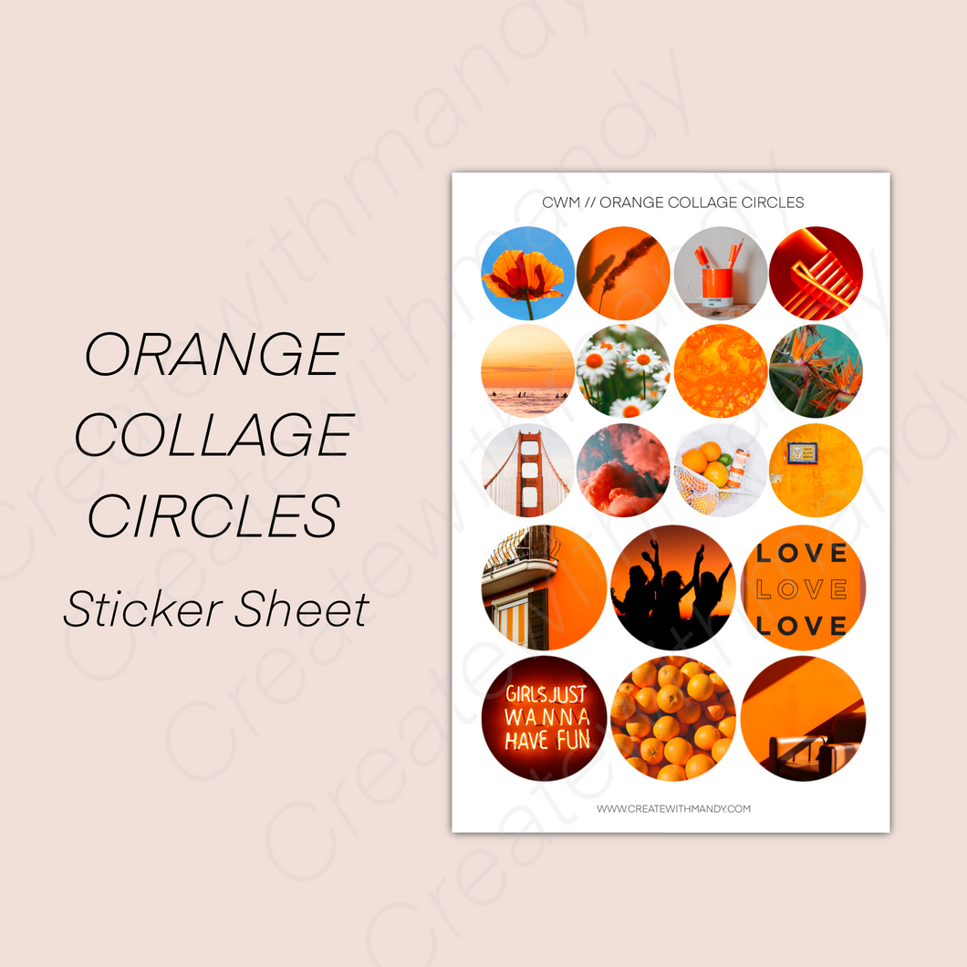 ORANGE COLLAGE CIRCLES Sticker Sheet
