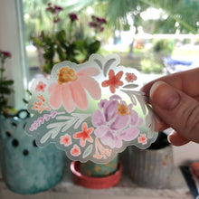 Load image into Gallery viewer, WATERCOLOR FLORALS Clear Waterproof Die Cut Sticker