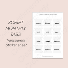 Load image into Gallery viewer, SCRIPT MONTHLY TABS Sticker Sheet
