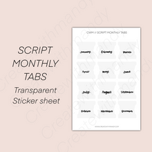 Load image into Gallery viewer, SCRIPT MONTHLY TABS Sticker Sheet