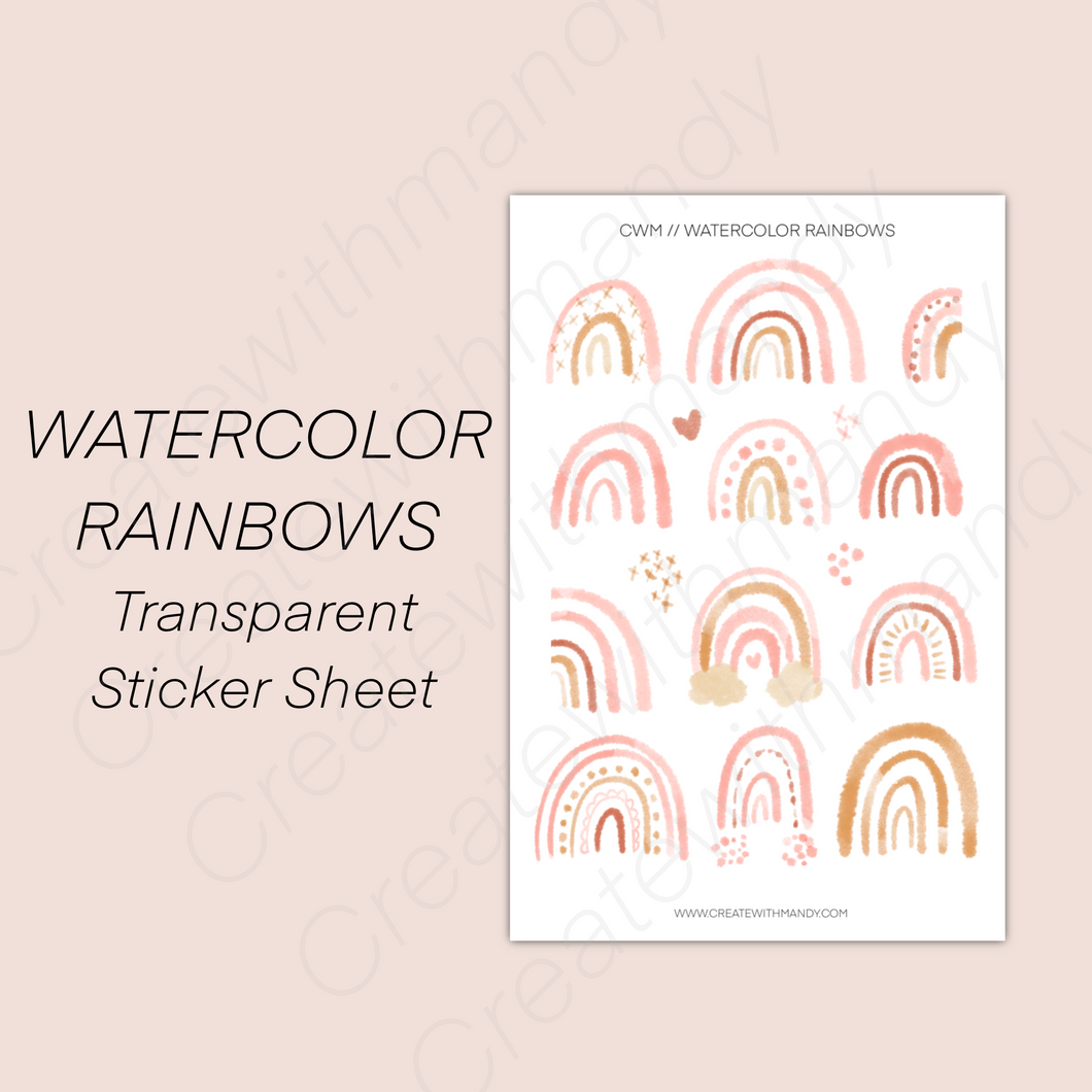 WATERCOLOR RAINBOWS Sticker Sheet