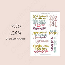 Load image into Gallery viewer, YOU CAN Sticker Sheet