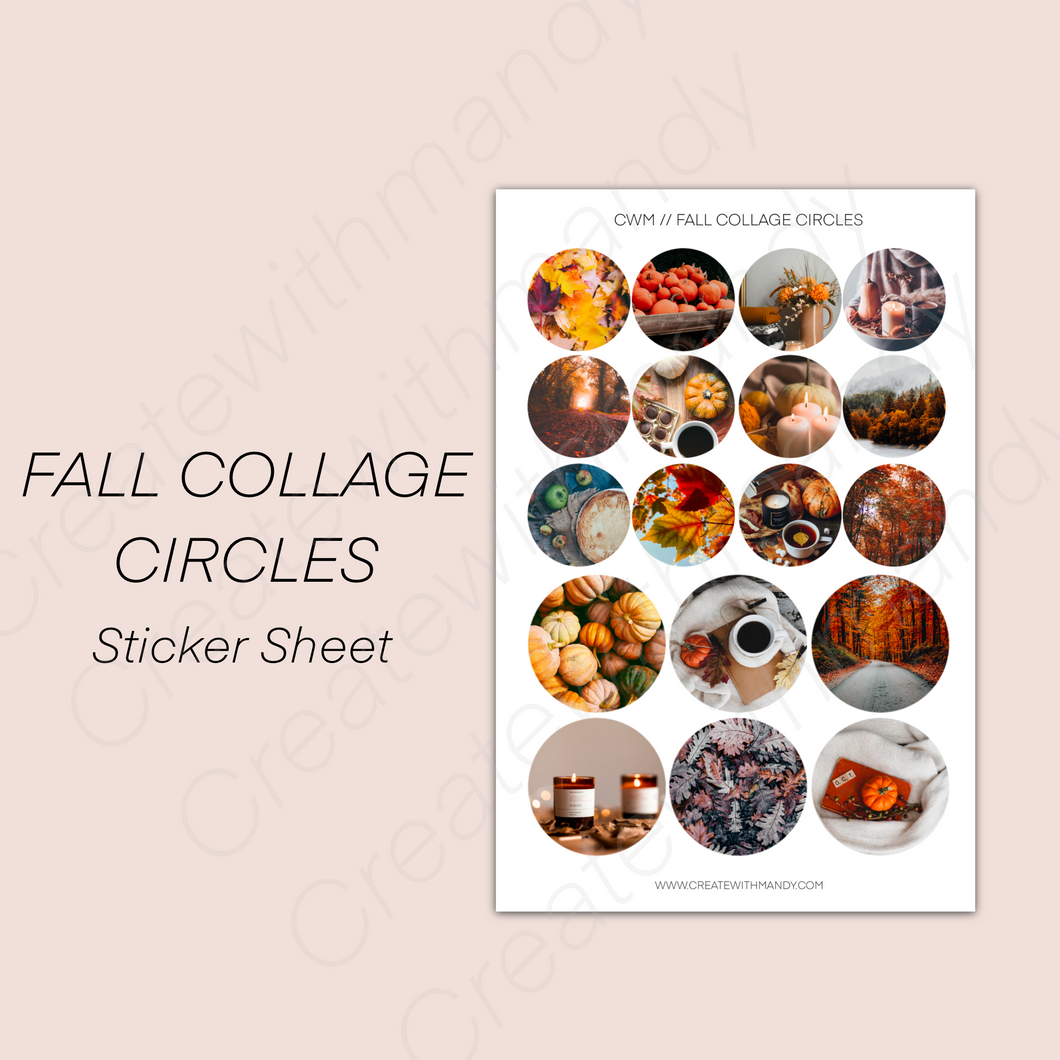 FALL COLLAGE CIRCLES Sticker Sheet