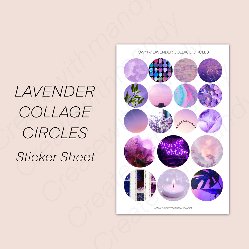 LAVENDER COLLAGE CIRCLES Sticker Sheet
