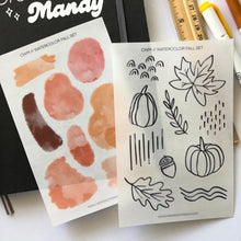 Load image into Gallery viewer, WATERCOLOR FALL SET Transparent Sticker Sheets
