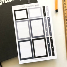 Load image into Gallery viewer, GRAYSCALE BOXES Sticker Sheet