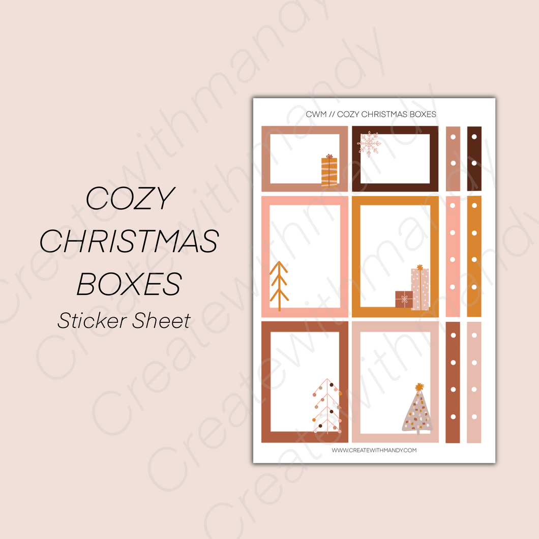COZY CHRISTMAS BOXES Sticker Sheet