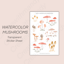 Load image into Gallery viewer, WATERCOLOR MUSHROOMS Transparent Sticker Sheet
