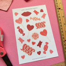 Load image into Gallery viewer, VALENTINES SWEETS Sticker Sheet
