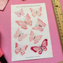 Load image into Gallery viewer, WATERCOLOR HEART BUTTERFLIES Transparent Sticker Sheet
