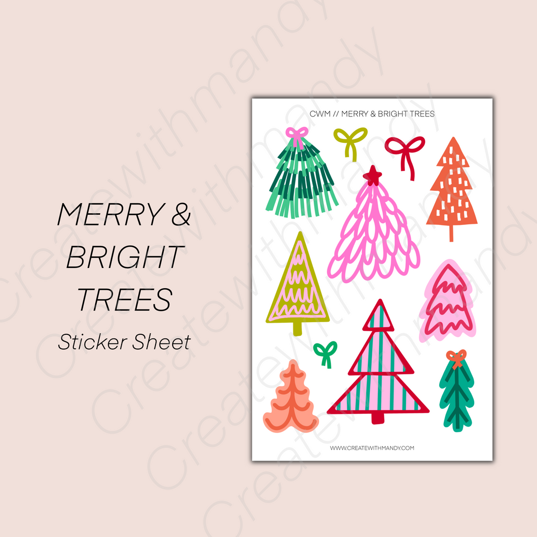 MERRY & BRIGHT TREES Sticker Sheet