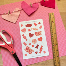 Load image into Gallery viewer, VALENTINES SWEETS Sticker Sheet
