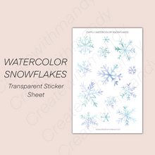 Load image into Gallery viewer, WATERCOLOR SNOWFLAKES Transparent Sticker Sheet
