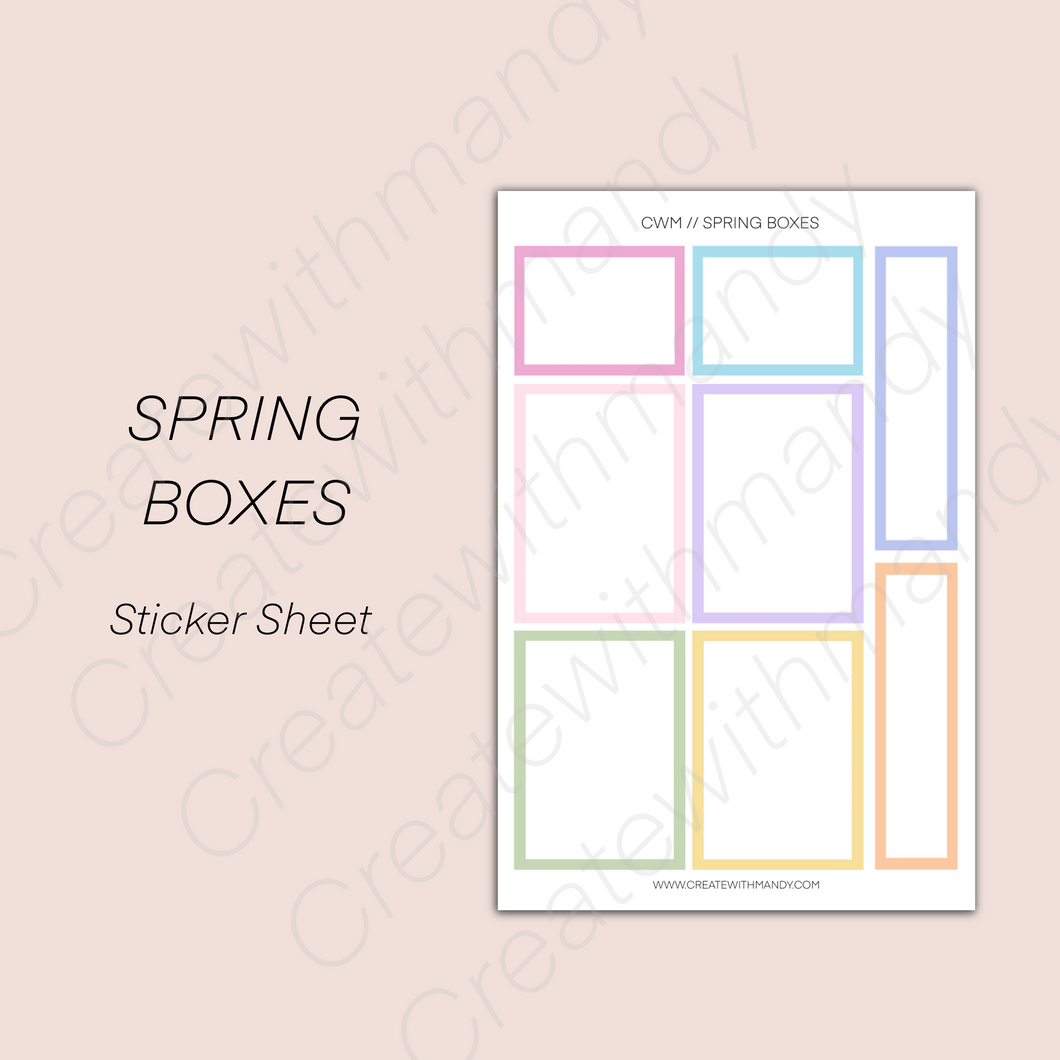SPRING BOXES Sticker Sheet