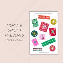 Load image into Gallery viewer, MERRY &amp; BRIGHT PRESENTS Sticker Sheet
