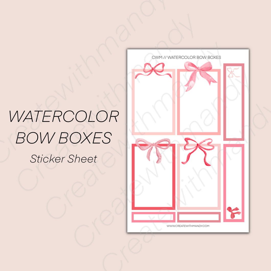 WATERCOLOR BOW BOXES Sticker Sheet